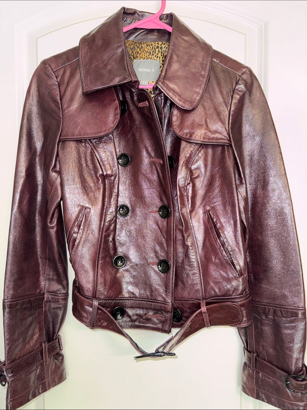 Women's Burgundy Leather Moto Jacket